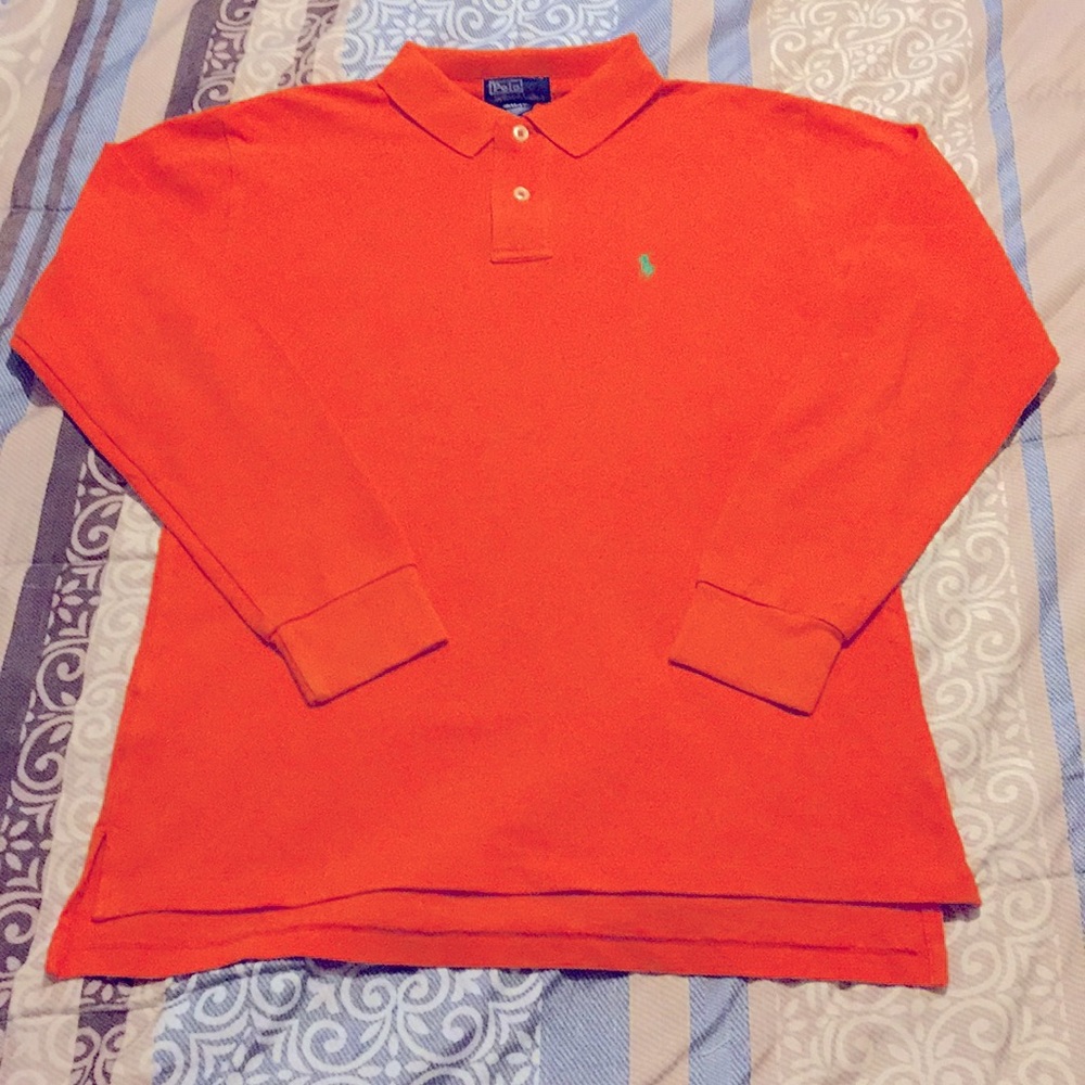 Boys Medium Polo long  Orange  sleeve shirt